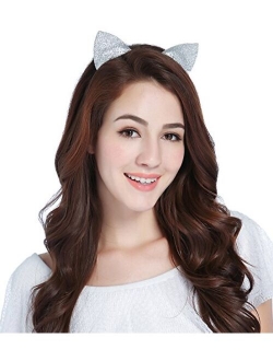 CAKYE Christmas Headband Glitter Antlers Cat Ears Holiday Cosplay Party Costume