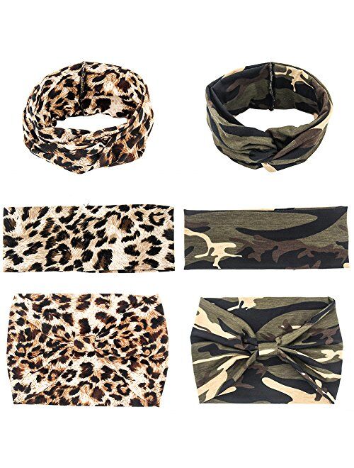 Yeshan Women and Girls Adjusted Bow Headbands/Bandana/Turban/Headwrap Knot Hairband,pack of 6