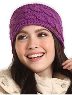 Womens Winter Ear Warmer Headband - Cable Knit Fleece Lined Ear Cover & Headwrap - Soft, Stretchy & Thick Head Wrap