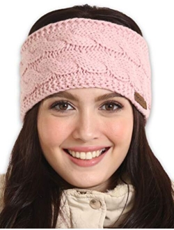 Womens Winter Ear Warmer Headband - Cable Knit Fleece Lined Ear Cover & Headwrap - Soft, Stretchy & Thick Head Wrap