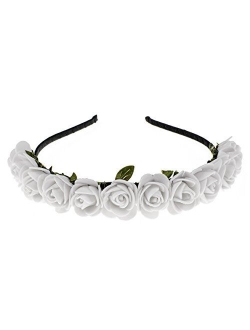 Love Sweety Boho Floral Crown Rose Flower Headband Hair Wreath