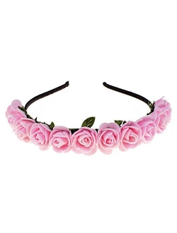 Love Sweety Boho Floral Crown Rose Flower Headband Hair Wreath