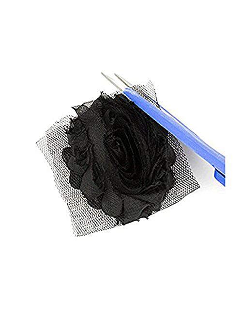 BERON 26 Pair 52pcs 2.5 Inch Chiffon Fabric Rose Flower Shabby Flowers Headband Flower, AIHB001