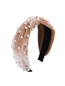 Headbands for Women Pearl Headbands - 1PCS Twisted Faux Pearl Velvet Headband Elegant Bling Hair Clip Hairpins Headwear Barrette Styling Tools Accessories