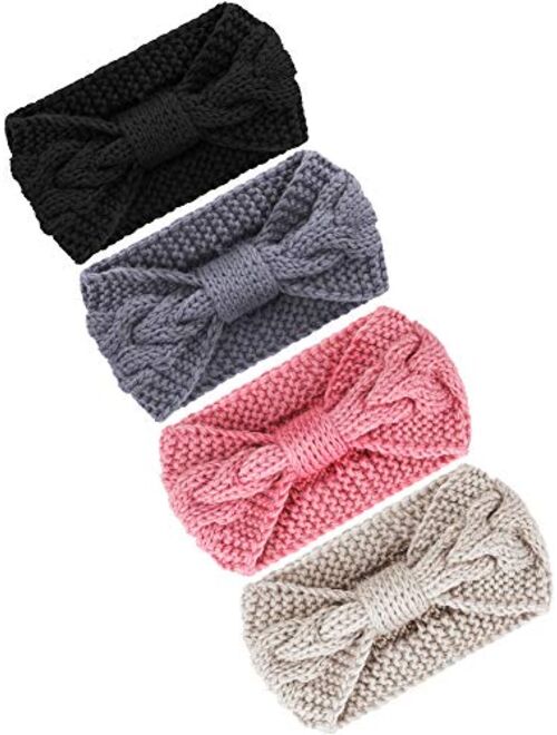 4 Pieces Cable Knit Headband Crochet Headbands Plain Braided Head Wrap Winter Ear Warmer for Women Girls