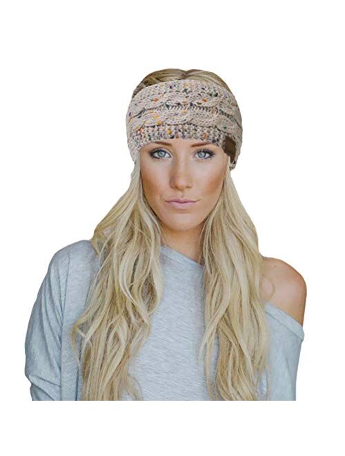 Loritta Womens Ear Warmers Headbands Winter Warm Fuzzy Cable Knit Head Wrap Gifts