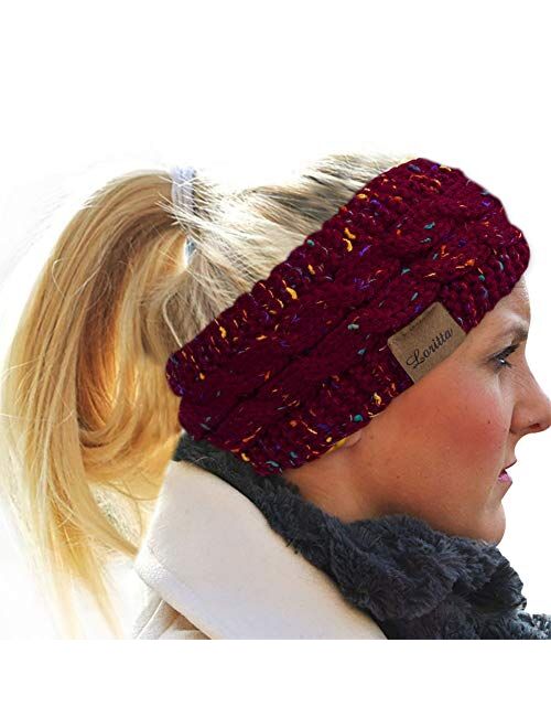 Loritta Womens Ear Warmers Headbands Winter Warm Fuzzy Cable Knit Head Wrap Gifts