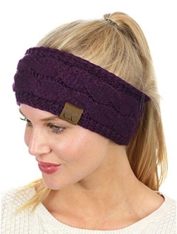 C.C Soft Stretch Winter Warm Cable Knit Fuzzy Lined Ear Warmer Headband