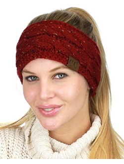 C.C Soft Stretch Winter Warm Cable Knit Fuzzy Lined Ear Warmer Headband