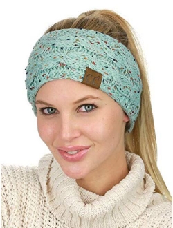 C.C Soft Stretch Winter Warm Cable Knit Fuzzy Lined Ear Warmer Headband