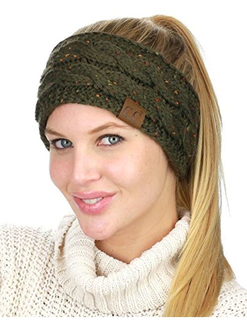 C.C Soft Stretch Winter Warm Cable Knit Fuzzy Lined Ear Warmer Headband