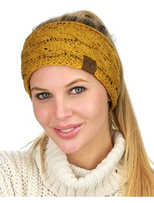 C.C Soft Stretch Winter Warm Cable Knit Fuzzy Lined Ear Warmer Headband