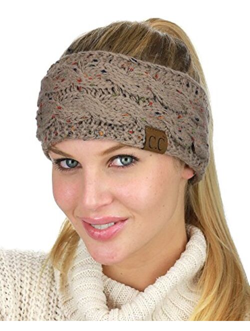 C.C Soft Stretch Winter Warm Cable Knit Fuzzy Lined Ear Warmer Headband