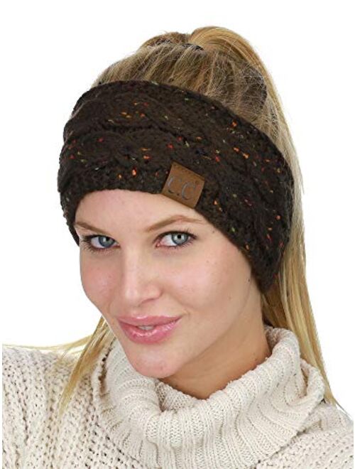 C.C Soft Stretch Winter Warm Cable Knit Fuzzy Lined Ear Warmer Headband