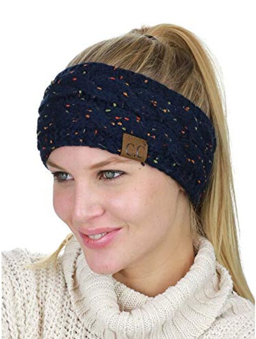 C.C Soft Stretch Winter Warm Cable Knit Fuzzy Lined Ear Warmer Headband