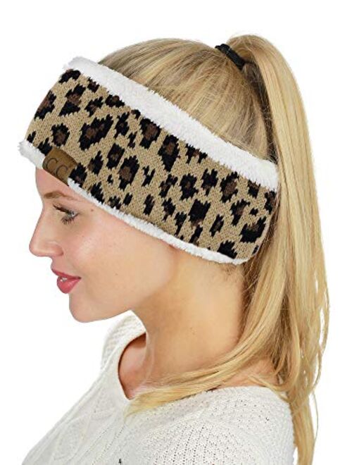 C.C Soft Stretch Winter Warm Cable Knit Fuzzy Lined Ear Warmer Headband