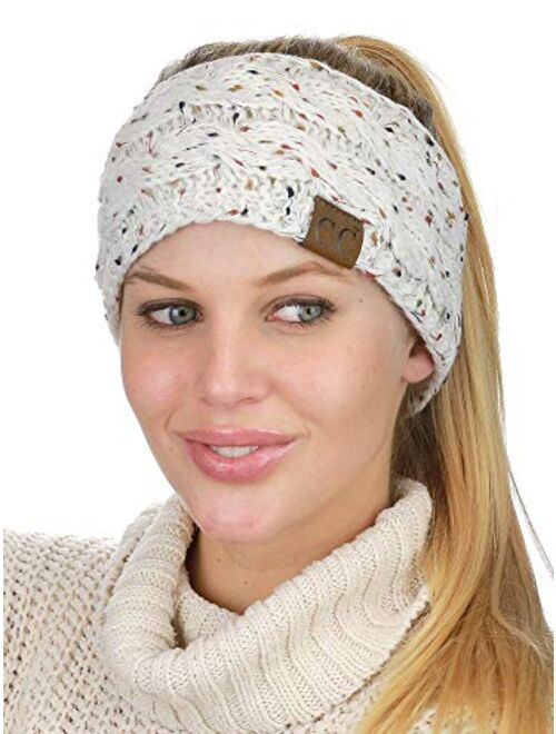 C.C Soft Stretch Winter Warm Cable Knit Fuzzy Lined Ear Warmer Headband