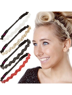 Hipsy Women's Adjustable NO SLIP Bling Glitter Headband Multi Gift Packs