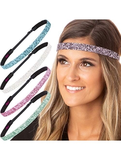 Hipsy Women's Adjustable NO SLIP Bling Glitter Headband Multi Gift Packs