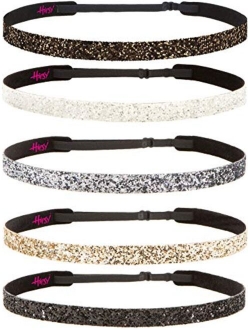 Hipsy Women's Adjustable NO SLIP Bling Glitter Headband Multi Gift Packs