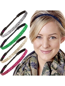 Hipsy Women's Adjustable NO SLIP Bling Glitter Headband Multi Gift Packs