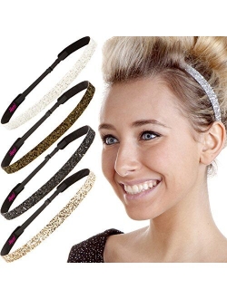 Hipsy Women's Adjustable NO SLIP Bling Glitter Headband Multi Gift Packs