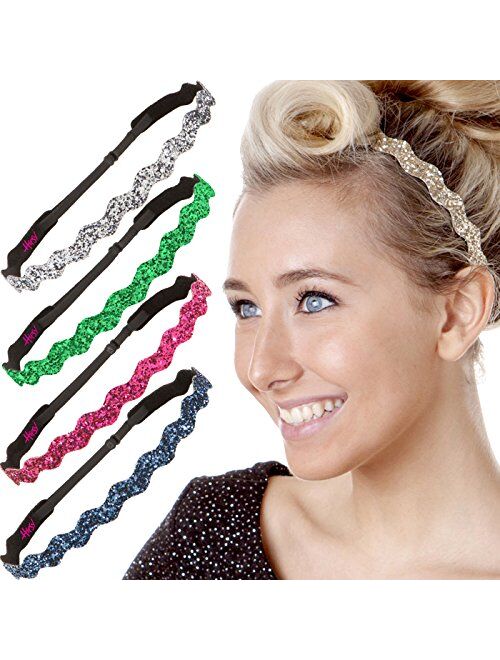 Hipsy Women's Adjustable NO SLIP Bling Glitter Headband Multi Gift Packs