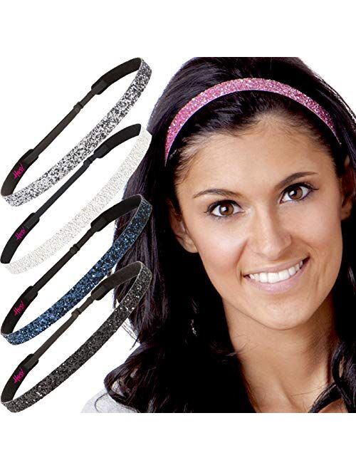 Hipsy Women's Adjustable NO SLIP Bling Glitter Headband Multi Gift Packs