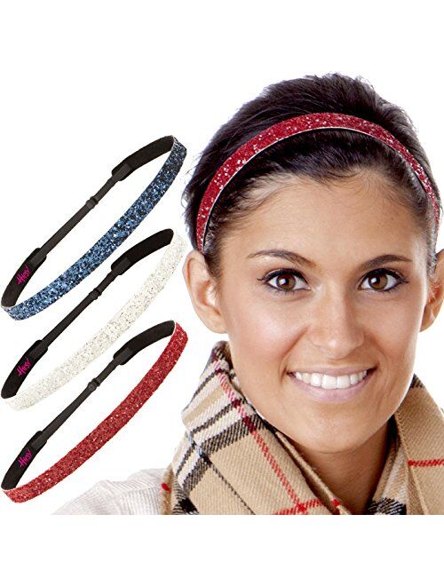 Hipsy Women's Adjustable NO SLIP Bling Glitter Headband Multi Gift Packs