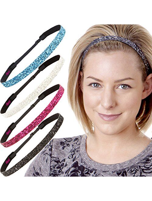 Hipsy Women's Adjustable NO SLIP Bling Glitter Headband Multi Gift Packs