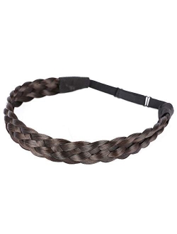 Vigour Fashion Women's Wedding Bohemian Women Headband Braided Hair Plaited Hair Braid Headbands Hairpiece Synthetic Headbands #1B Natural Black Color