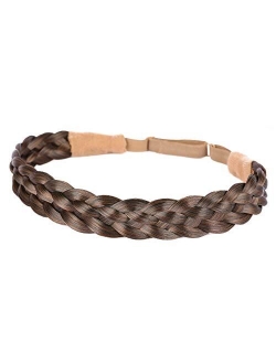 Vigour Fashion Women's Wedding Bohemian Women Headband Braided Hair Plaited Hair Braid Headbands Hairpiece Synthetic Headbands #1B Natural Black Color