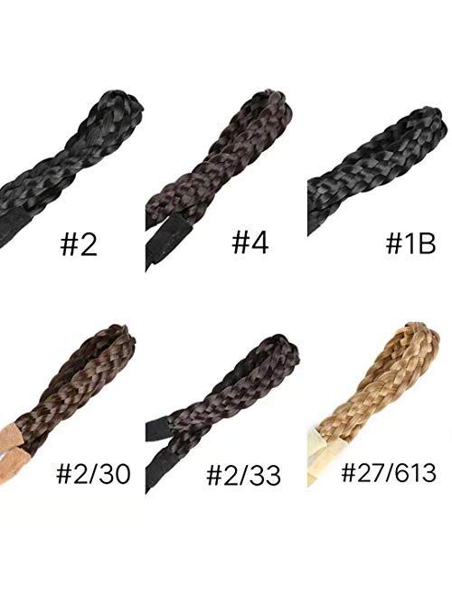 Vigour Fashion Women's Wedding Bohemian Women Headband Braided Hair Plaited Hair Braid Headbands Hairpiece Synthetic Headbands #1B Natural Black Color