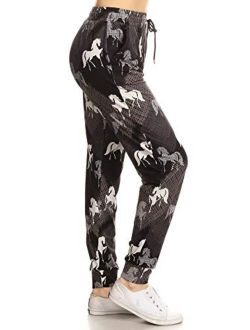 Leggings Depot Premium Women's Joggers Popular Print High Waist Track  Pants(S-XL) BAT2