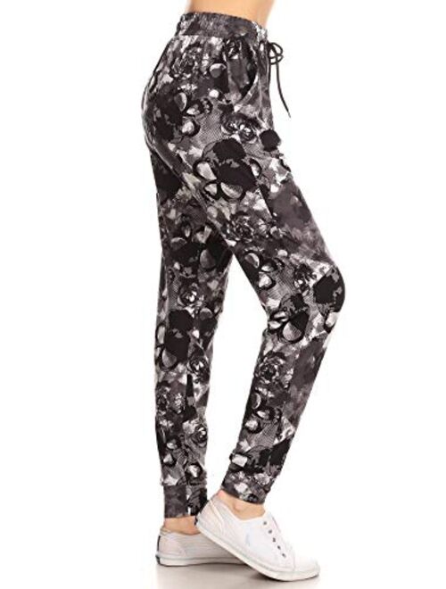 Leggings Depot Premium Women's Joggers Popular Print High Waist Track Pants (S-XL) BAT3