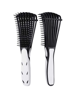 2 Pack Detangling Brush for Curly Hair, ez detangler brush Hair Detangler, Afro Textured 3a to 4c Kinky Wavy for Wet/Dry/Long Thick Curly Hair, Exfoliating for Shiny Curl