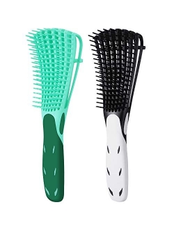 2 Pack Detangling Brush for Curly Hair, ez detangler brush Hair Detangler, Afro Textured 3a to 4c Kinky Wavy for Wet/Dry/Long Thick Curly Hair, Exfoliating for Shiny Curl