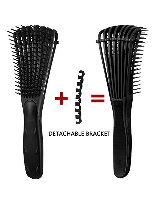 3 Pieces Detangling Brush Set with Edge Brush Double Sided, Hair Detangler for Afro America Textured 3a to 4c Kinky Wavy for Wet/Dry/Long Thick Curly Hair