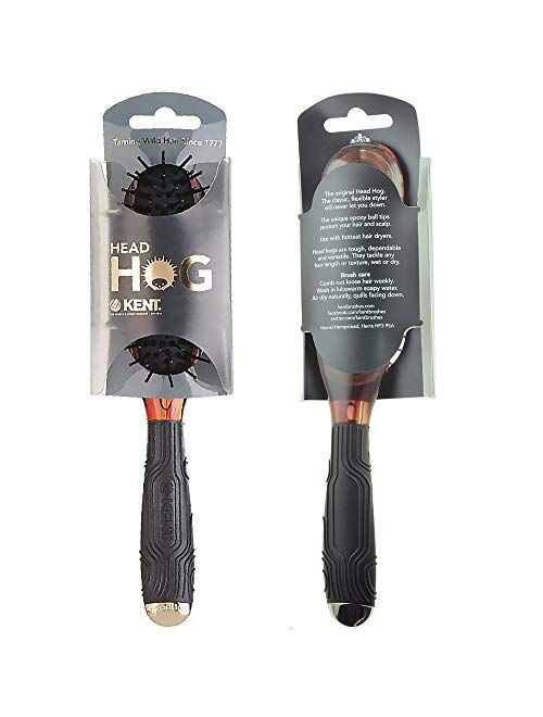 Kent KB Headhog The Every-Day Hair Brush - Air Cushioned Head, No Scratch Nylon Ball Tipped Quills - Wet or Dry Hair