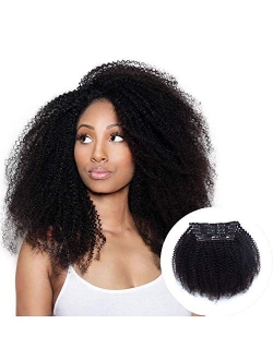 Vanalia 9A Remy Kinkys Curly Hair 3C 4A Clip in Hair Extensions Double Wefted Natural Black 100% Remy Human Hair 120 Gram 7 Pieces 18 Clips for African American Black Wom