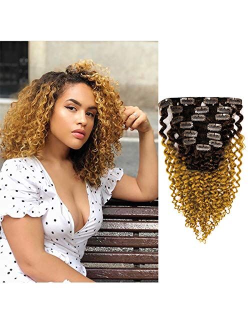 Clip in Human Hair Extensions Afro Jerry Curly 3B 3C Real Hair Clip in Extensions For Black Women Natural Black Color 100% Brazilian African American Hair Extensions