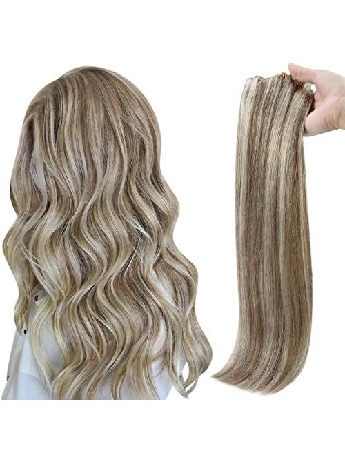 Full Shine Seamless Weft Clip In Hair Extensions 12 Inch 8 Pcs Real Extensions Human Hair Color 1000 Ice Blonde Clip In Extensions 100 Gram Remy Hair Clip Ins Full Head