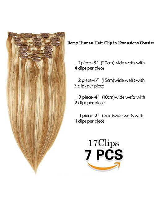 Vario Clip In Hair Extensions Human Hair New Version Thickened Double Weft 120g 7pcs Per Set 7A Brazilian Remy Hair Full Head Silky Straight 100% Human Hair Clip In Exten