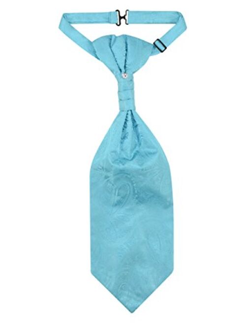 Vesuvio Napoli PreTied ASCOT Solid PAISLEY Color Cravat Men's Neck Tie 21 Colors