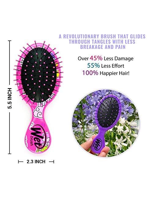 Wet Brush Happy Hair Mini DetanglerDetangling Knots, Snag-Free, Anti-Static Brush, Intelliflex Bristles, No pain, Split-Ends & Hair Breakage, Fantasy Prints