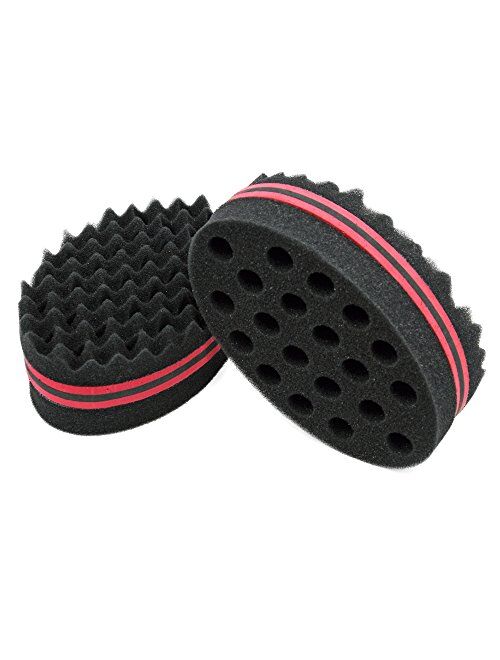 BEWAVE Big Holes Barber Hair Brush Sponge Dreads Locking Twist Afro Curl Coil Wave Hair Care Tool (2 Count)