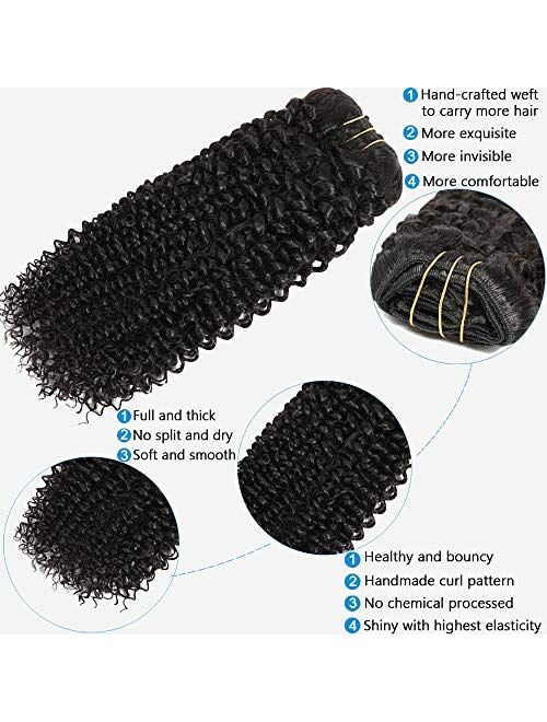 Sibaile Clip in Hair Extensions, Real Thick, Double Weft, 8A Virgin Remy Human Hair, Clip ins for Women, Natural Color 120g 8Pcs/Set with 18 Clips