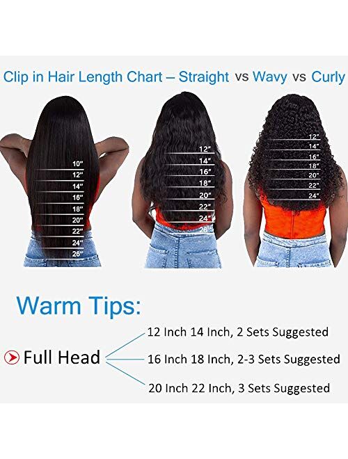 Sibaile Clip in Hair Extensions, Real Thick, Double Weft, 8A Virgin Remy Human Hair, Clip ins for Women, Natural Color 120g 8Pcs/Set with 18 Clips