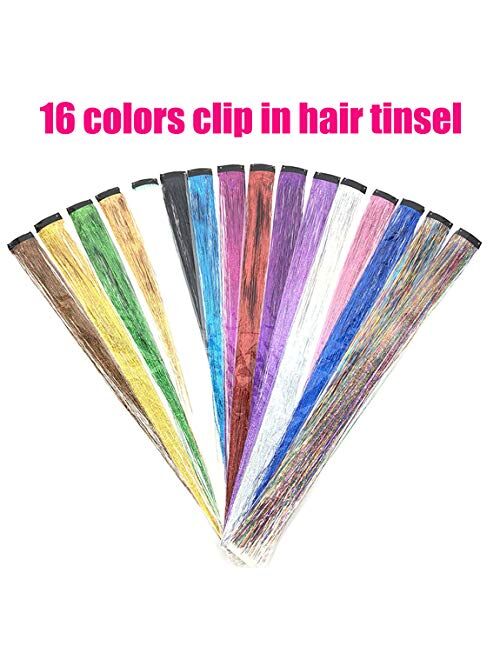 46 Inch 12 Colors Hair Tinsel With Tools Kit, Fairy Hair Tinsel Strands KitHair Extension Tools Kit