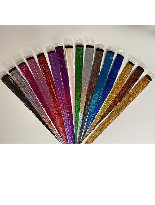 46 Inch 12 Colors Hair Tinsel With Tools Kit, Fairy Hair Tinsel Strands KitHair Extension Tools Kit